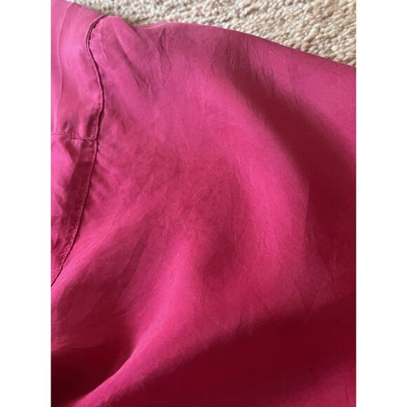 Oleg Cassini 100% Silk Red Blouse Button Front Long Sleeve Top Size M - Picture 8 of 8